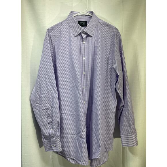 Nordstrom’s Men’s Shop Tech Smart Long Sleeve Button Up Purple White 16.5 34/35 - Picture 2 of 6
